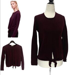 ARITZIA  Babaton Cardamon Burgundy Merino Wool Tie Front Size XS